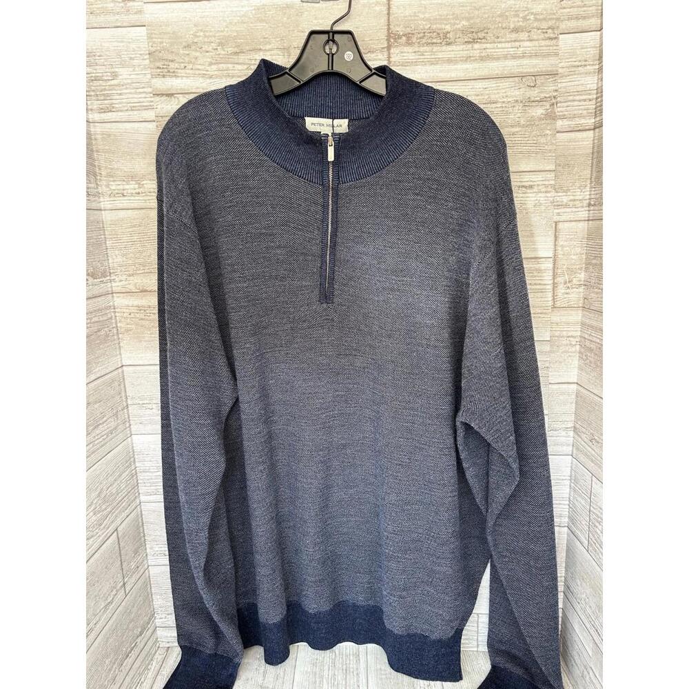 Peter Millar Men's 1/4 Zip Sweater Navy Blue Size XXL New with tags MSRP $275